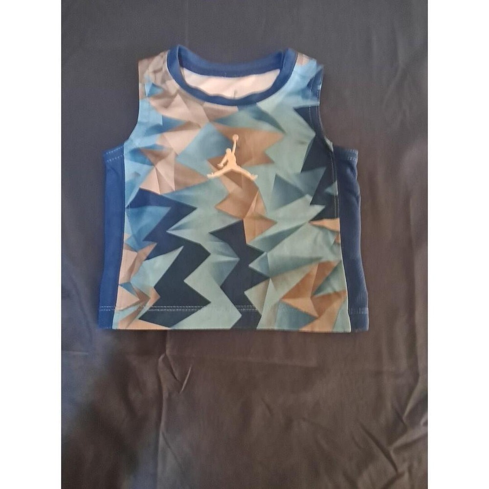 Jordan Jersey Tank Top Boys 3-6M Blue Geometric Logo Athletic Sporty Streetwear